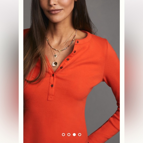 Anthropologie Andie Ribbed Henley Top by Pilcro Size XS. - Picture 3 of 5